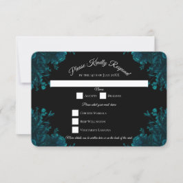 Teal Ro Black Gothic Bröllop OSA Sply Inbjudningar