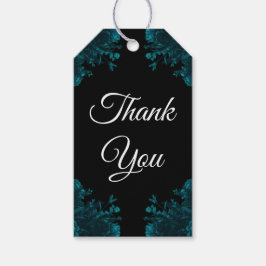 Teal Ro Black Gothic Bröllop Tack Presentetikett