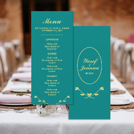 Teal Ro Bröllop Menu Meny
