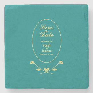 Teal Ro Bröllop spara datum Stenunderlägg