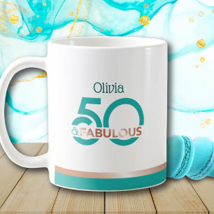 Teal Ro Guld 50 och Fabulous Modern Birthday Kaffemugg