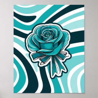 Teal Ro Ribbon PCOS Chronic Sjukdom Awareness Poster