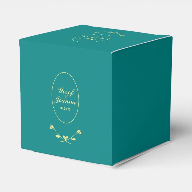Teal Ro Wedding Favor Boxes Presentaskar (Baksidan Sidan)