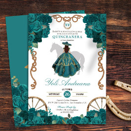 Teal Ro Western Charro Quinceanera Inbjudningar