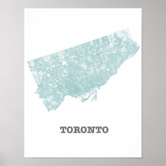 Teal Road Network Karta i Toronto Poster