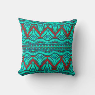 Teal & Röd Geometrisk Tribal Kastkudde | Boho Et Kudde