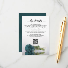 Teal Ros Elegant Bröllopsdetaljer QR-kod Tilläggskort
