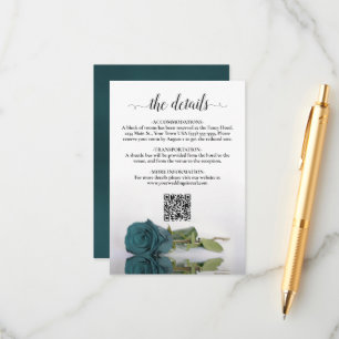 Teal Ros Elegant Bröllopsdetaljer QR-kod Tilläggskort