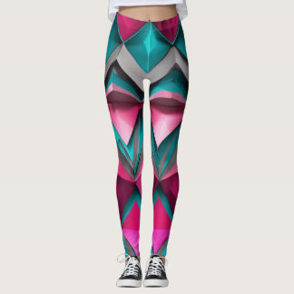 "Teal & Rosa 3D Abstrakt julbalar" Leggings