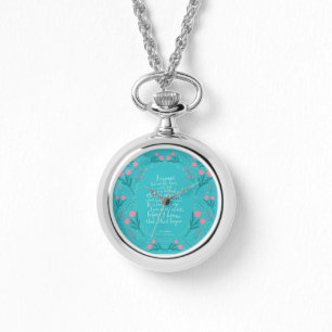 Teal & Rosa Blommigt Jane Austen Pride and Prejudi Armbandsur