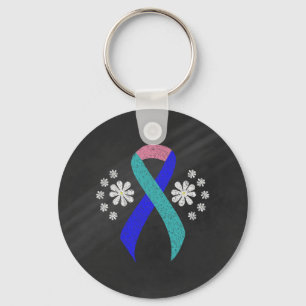 Teal/Rosa/Blue Ribbon Nyckelring