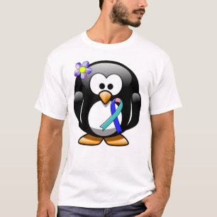 Teal/Rosa/Blue Ribbon Penguin Tee Shirt