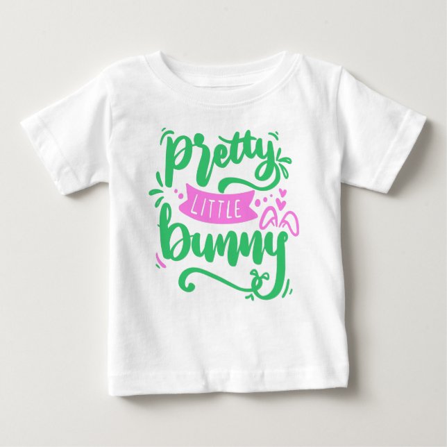 Teal Rosa Girly Söt Little Bunny Påsk Citat T Shirt (Framsida)
