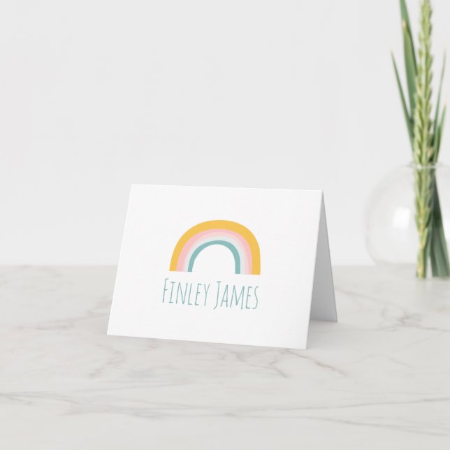 Teal Rosa Gult Rainbow Cute Simple Personlig Anteckningskort (Framsida)