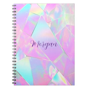 Teal & Rosa Iridescent Design, skript Namn Anteckningsbok