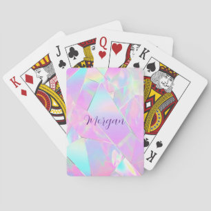Teal & Rosa Iridescent Design, skript Namn Casinokort
