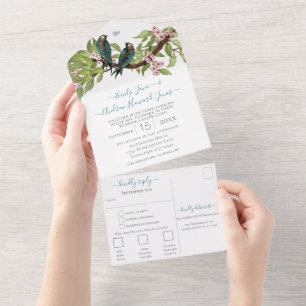 Teal Rosa Lovebird Secret Forest Garden