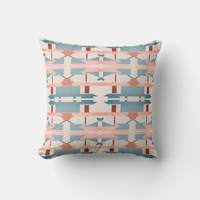 Teal Rosa Rust Beige Southwest look Large Mosaics Kudde (Framsida)