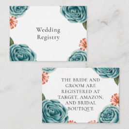 Teal Rose & Orange Daisy Wedding Registry Tilläggskort