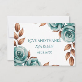 Teal Roses and Bronze Leaves Wedding Tack Kort
