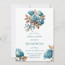 Teal Roses and Copper Leaves Bridal Shower