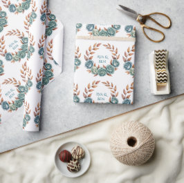 Teal Roses and Copper Leaves Wedding Presentpapper