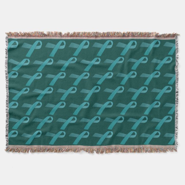 Teal Rosett band Tiled Mönster Filt (Framsidan)