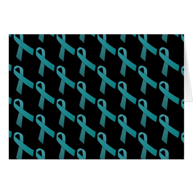 Teal Rosett band Tiled Mönster Hälsningskort (Framsidan Horizontal)