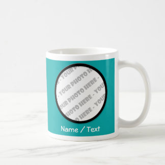 Teal Round Photo & Text Mugg - Skapa egen