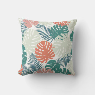 Teal Russet Handflatan Löv Mönster Tropical Throw Kudde