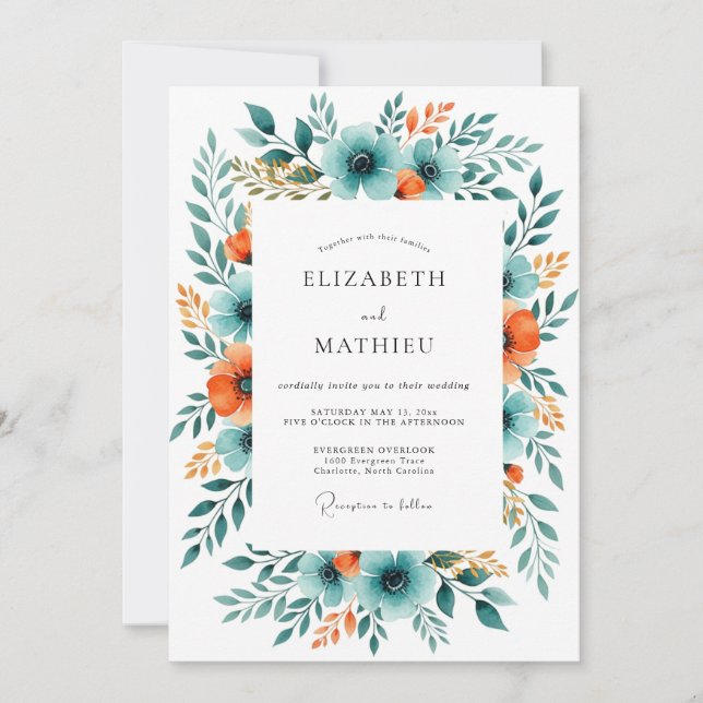 Teal Rust Breathtaking Harvest Wedding Inbjudningar (Framsida)