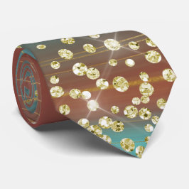 Teal & Rust Marble Guld Glitter Necktie Slips