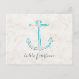 Teal Rustic Anchor Bordsnummer vykort