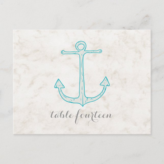 Teal Rustic Anchor Bordsnummer vykort (Framsida)