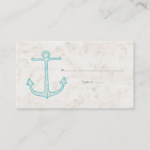 Teal Rustic Anchor Bröllop ortskort Placeringskort