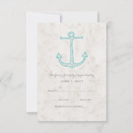 Teal Rustic Anchor Bröllop OSA Card Kort