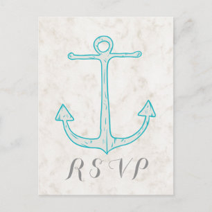 Teal Rustic Anchor Bröllop OSA vykort