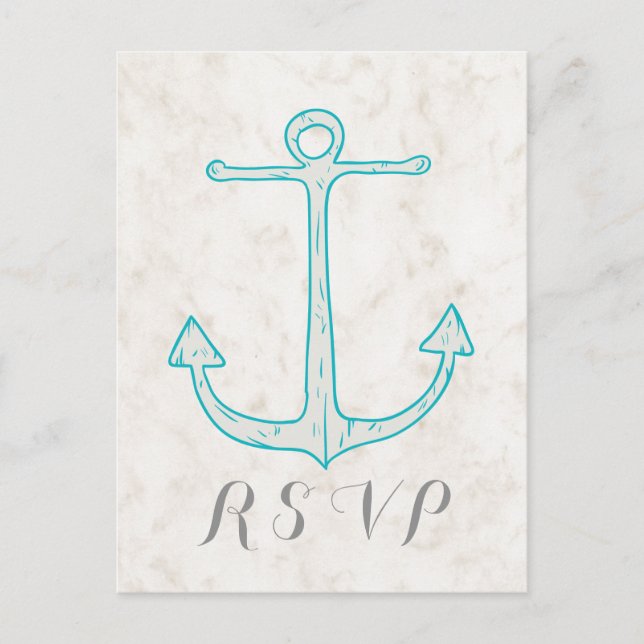 Teal Rustic Anchor Bröllop OSA vykort (Framsida)