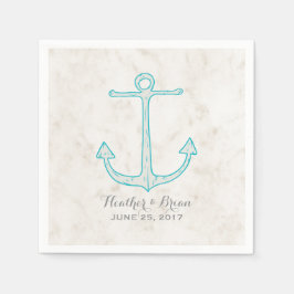Teal Rustic Anchor Bröllop Pappersservett
