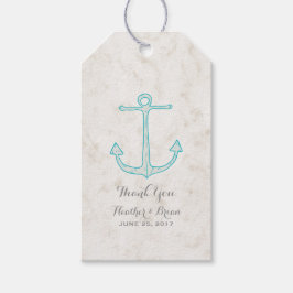 Teal Rustic Anchor Bröllop Presentetikett
