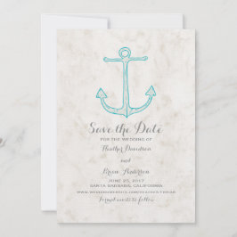 Teal Rustic Anchor Save Date Inbjudan