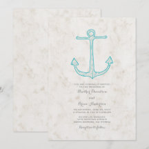 Teal Rustic Anchor Wedding bjudes in