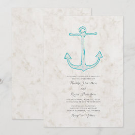 Teal Rustic Anchor Wedding bjudes in Inbjudningar