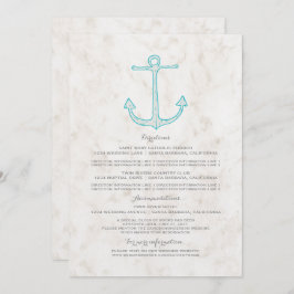 Teal Rustic Ankare Bröllopsinformation Inbjudningar