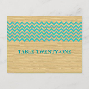 Teal Rustic Chevron-Bordsnummer vykort