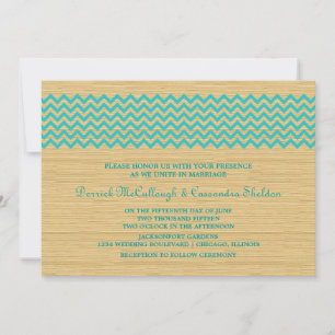 Teal Rustic Chevron bröllopsinbjudan Inbjudningar