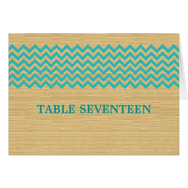 Teal Rustic Chevron-kort för Bordsnummer Hälsningskort (Framsidan Horizontal)
