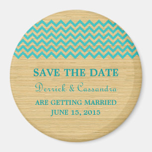 Teal Rustic Chevron Spara datum magneter