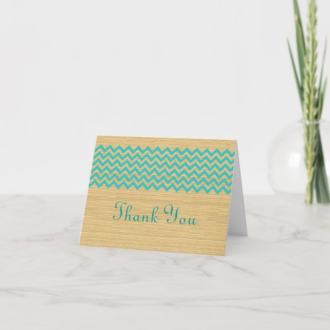 Teal Rustic Chevron - tackkort (Framsida)
