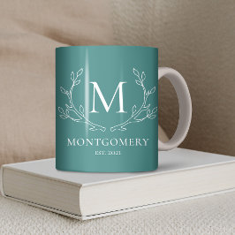 Teal Rustic Grenar Antlers Monogram Kaffemugg